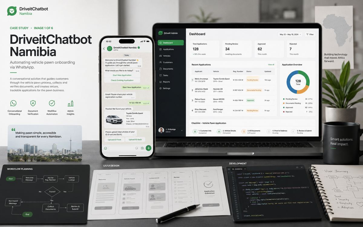 DriveIt Namibia Pawn Shop Chatbot & Client Onboarding Web App
