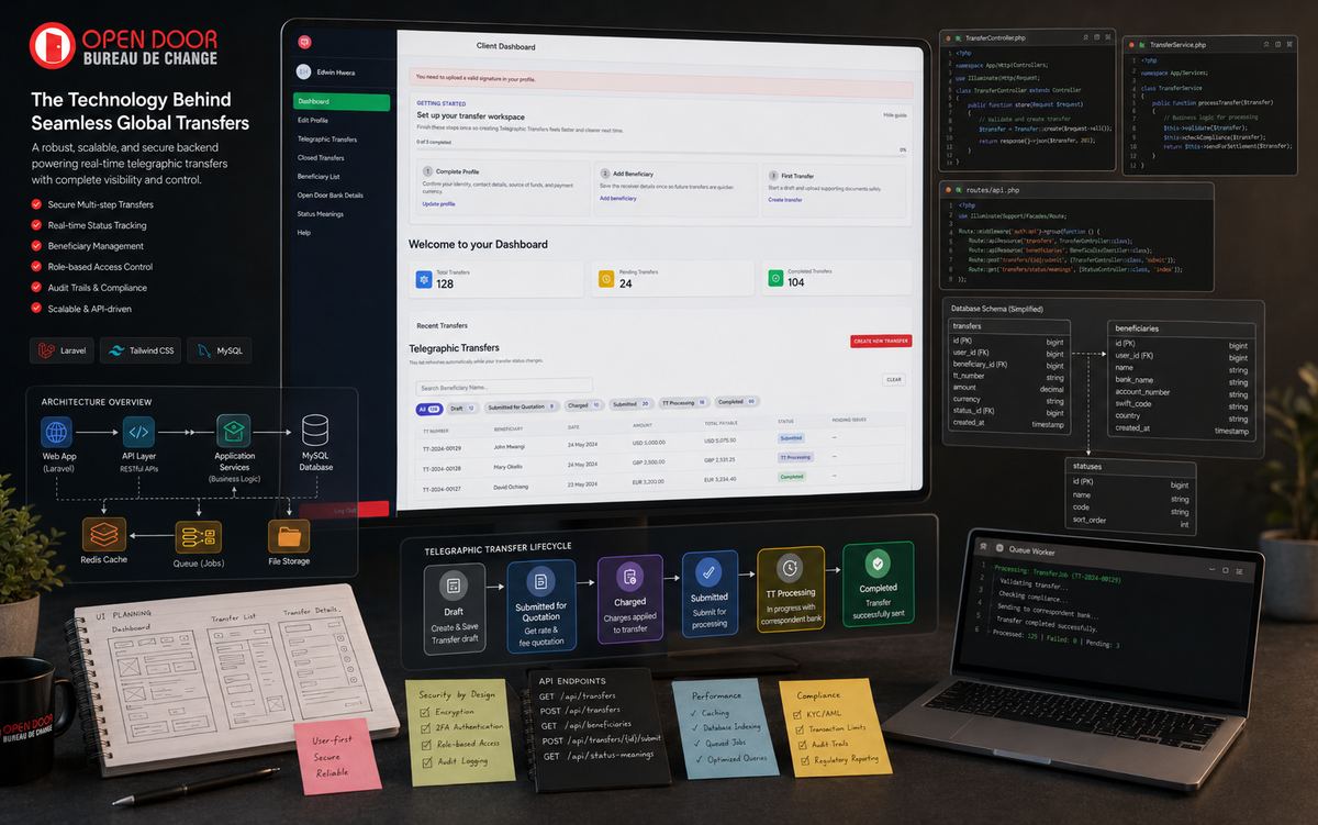 Open Door Telegraphic Transfer Management Web App — view 4
